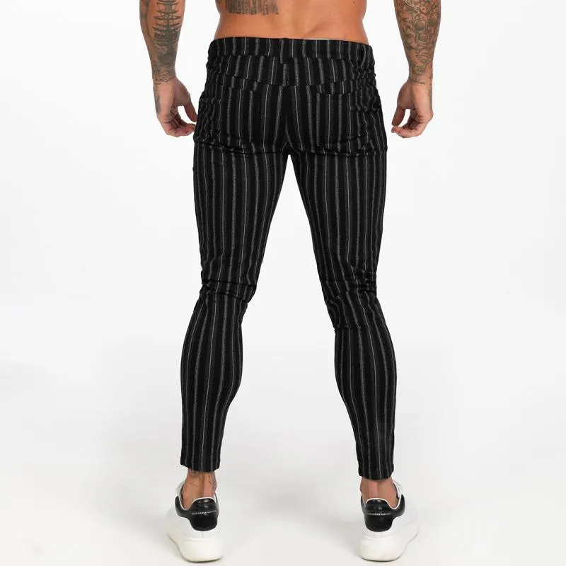 7385 Black Striped Skinny Fit Chinos