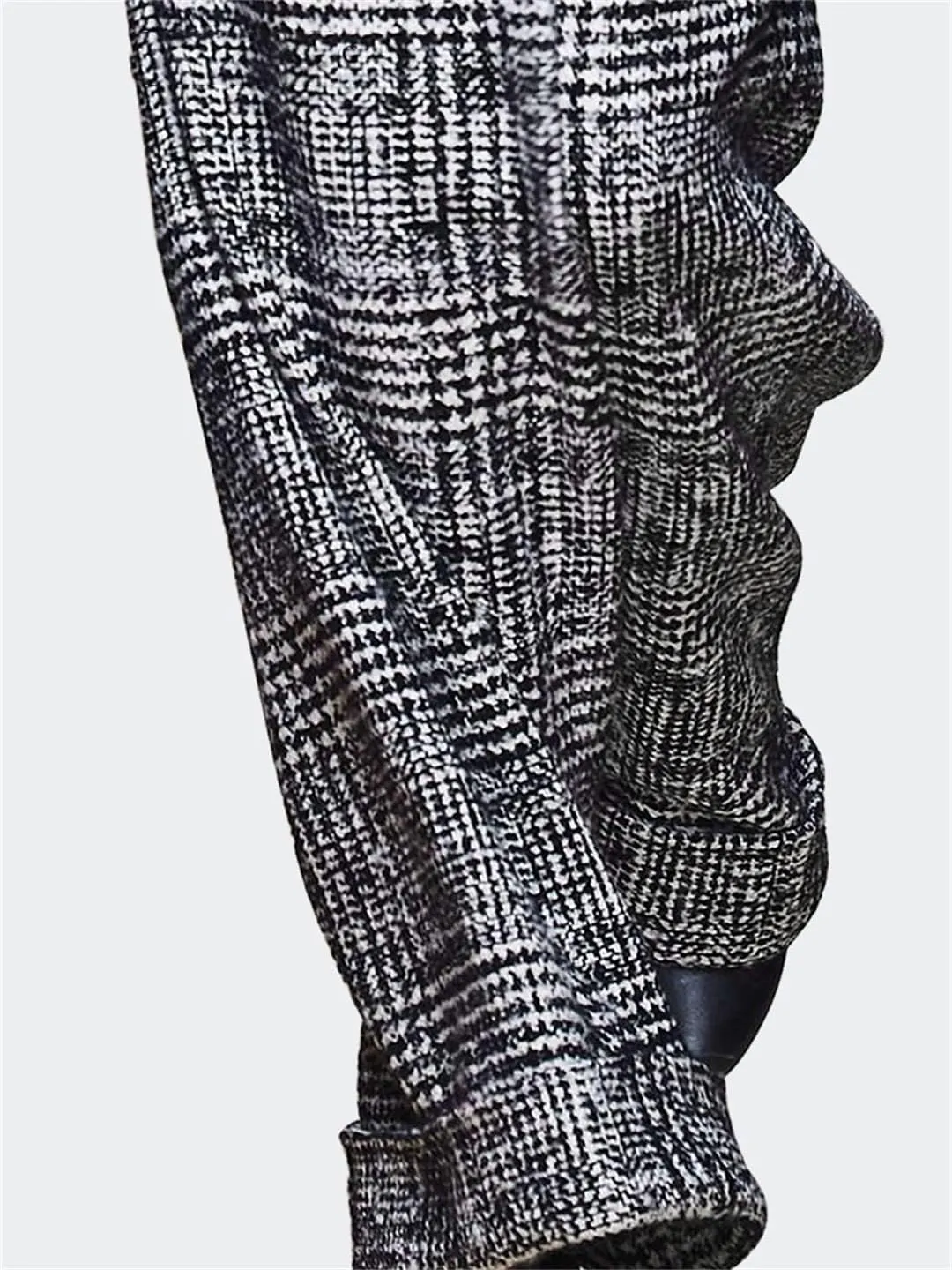 Alloaone Women Woolen Wide Leg Winter Long Trousers High Waist Straight Loose Plus Size Bottoms