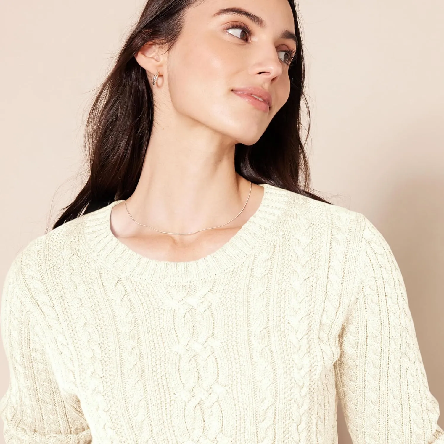 Amazon Essentials Women's Soft Fisherman Cable Long-Sleeve Crewneck Sweater (Available in Plus Size)
