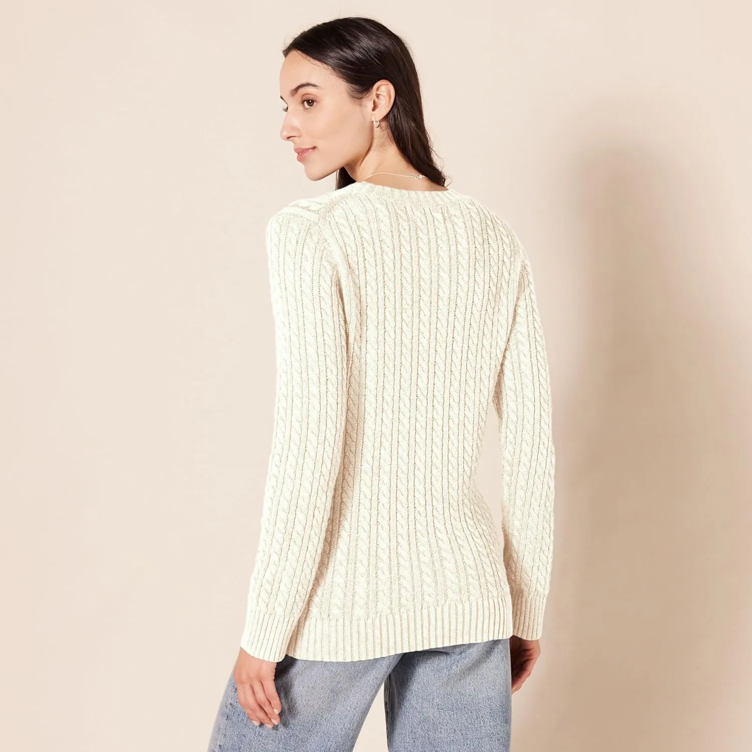 Amazon Essentials Women's Soft Fisherman Cable Long-Sleeve Crewneck Sweater (Available in Plus Size)