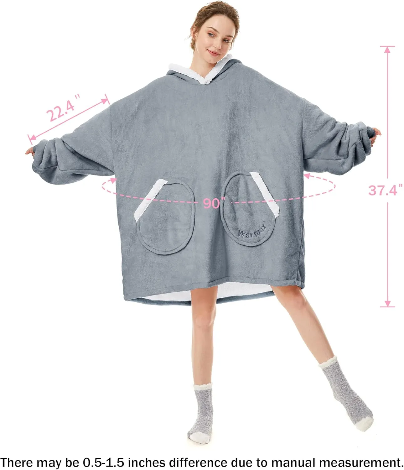 American Trends Wearable Blanket Hoodie, Oversized Sherpa Warm Hoodie Blanket Thick Sweatshirt, Gift for Women Men Girls