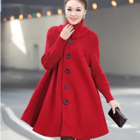 Autumn and Winter New Women's Mid length Loose Woolen Coat Cloak Woolen Windbreaker Coat B-27860