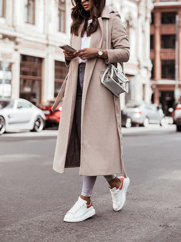 Belted Maxi Woolen Coat