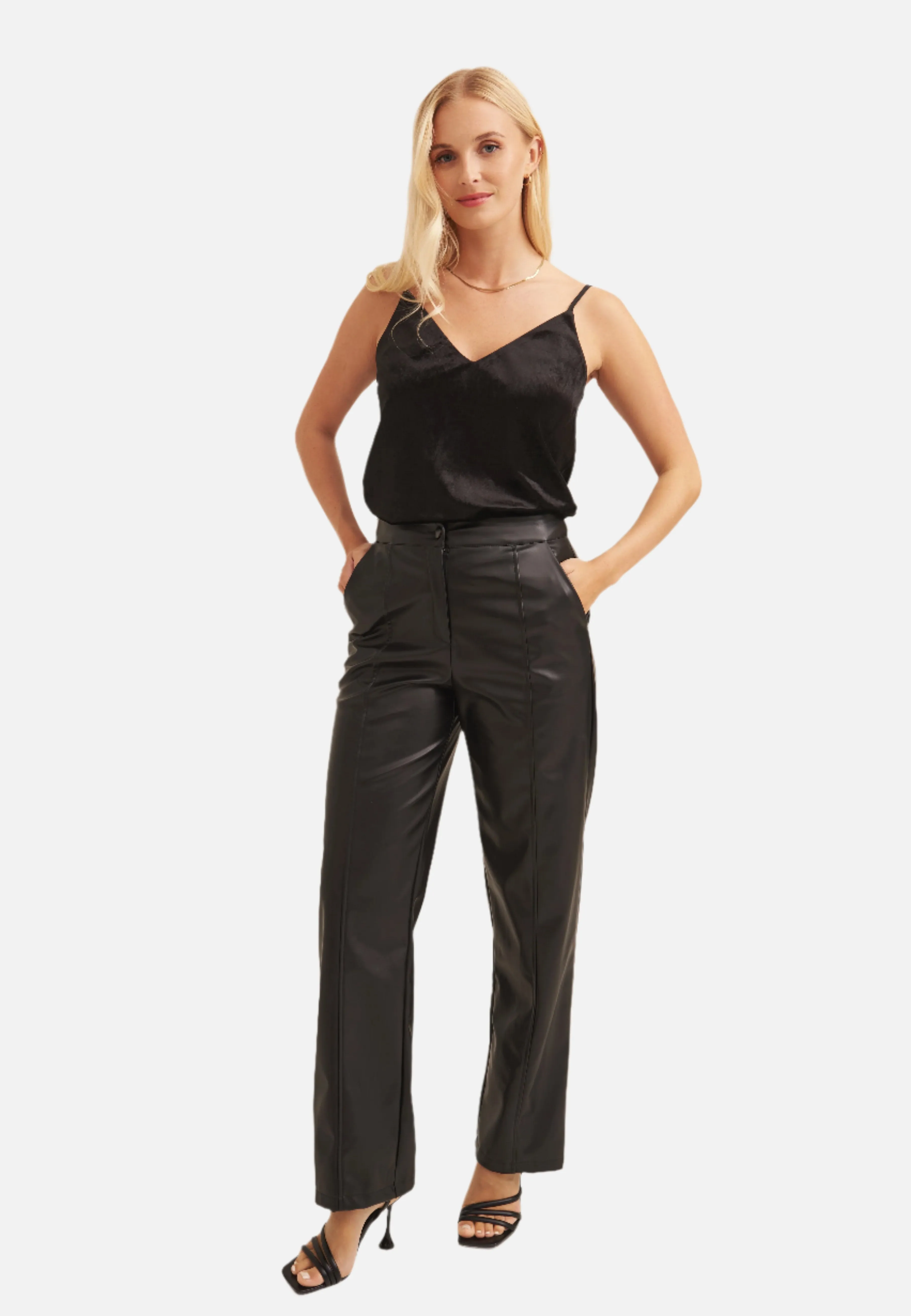 Black Strappy Velvet Cami Top