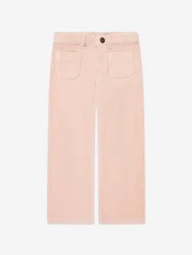 Bonpoint Girls Junon Wide Leg Trousers in Pink