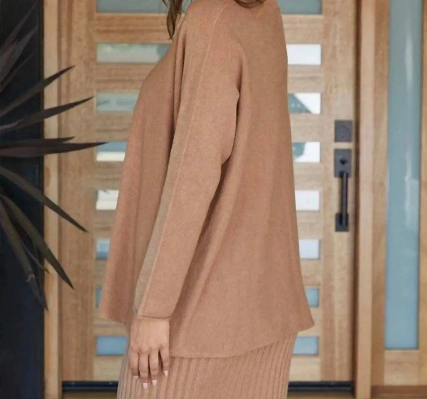 Camel Long Sleeve Turtleneck Sweater