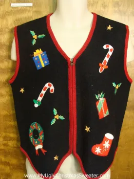 Candy Canes and Xmas Decorations Funny Christmas Sweater Vest