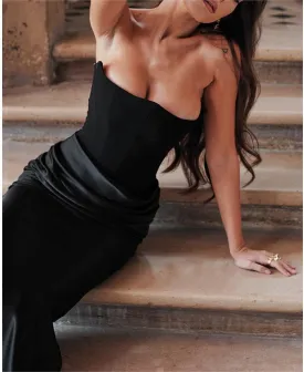 Catalpalev Women's Sexy Fishbone Plunge Slim Backless Temperament Velvet Gowns Bridesmaid Dresses Prom Dresses