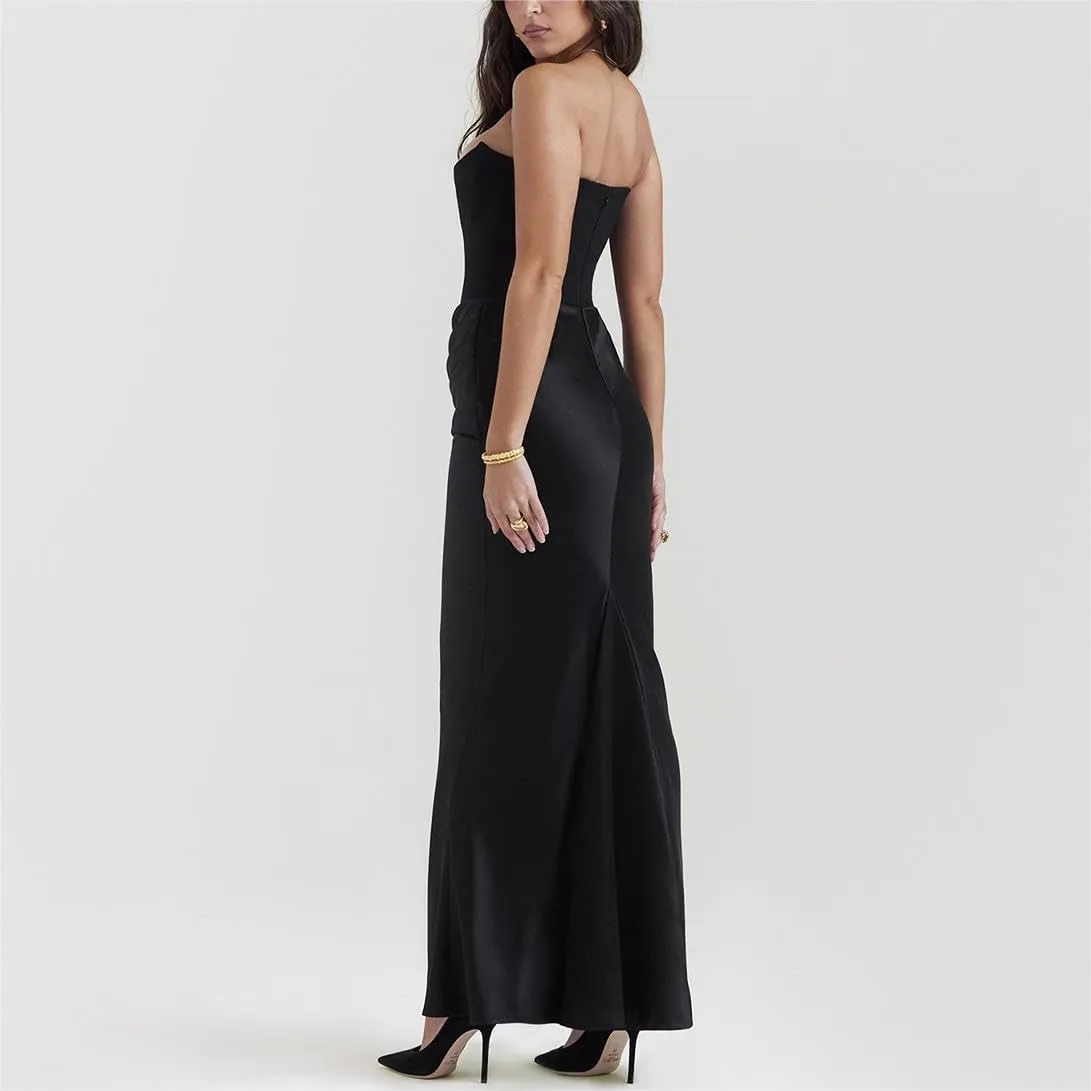 Catalpalev Women's Sexy Fishbone Plunge Slim Backless Temperament Velvet Gowns Bridesmaid Dresses Prom Dresses