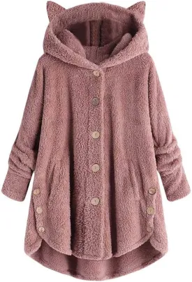 COTECRAM Winter Coats for Women 2023 Fashion Plus Size Sharpa Jacke Button Down Fleece Jacket Fuzzy Warm Hoodie Outwear