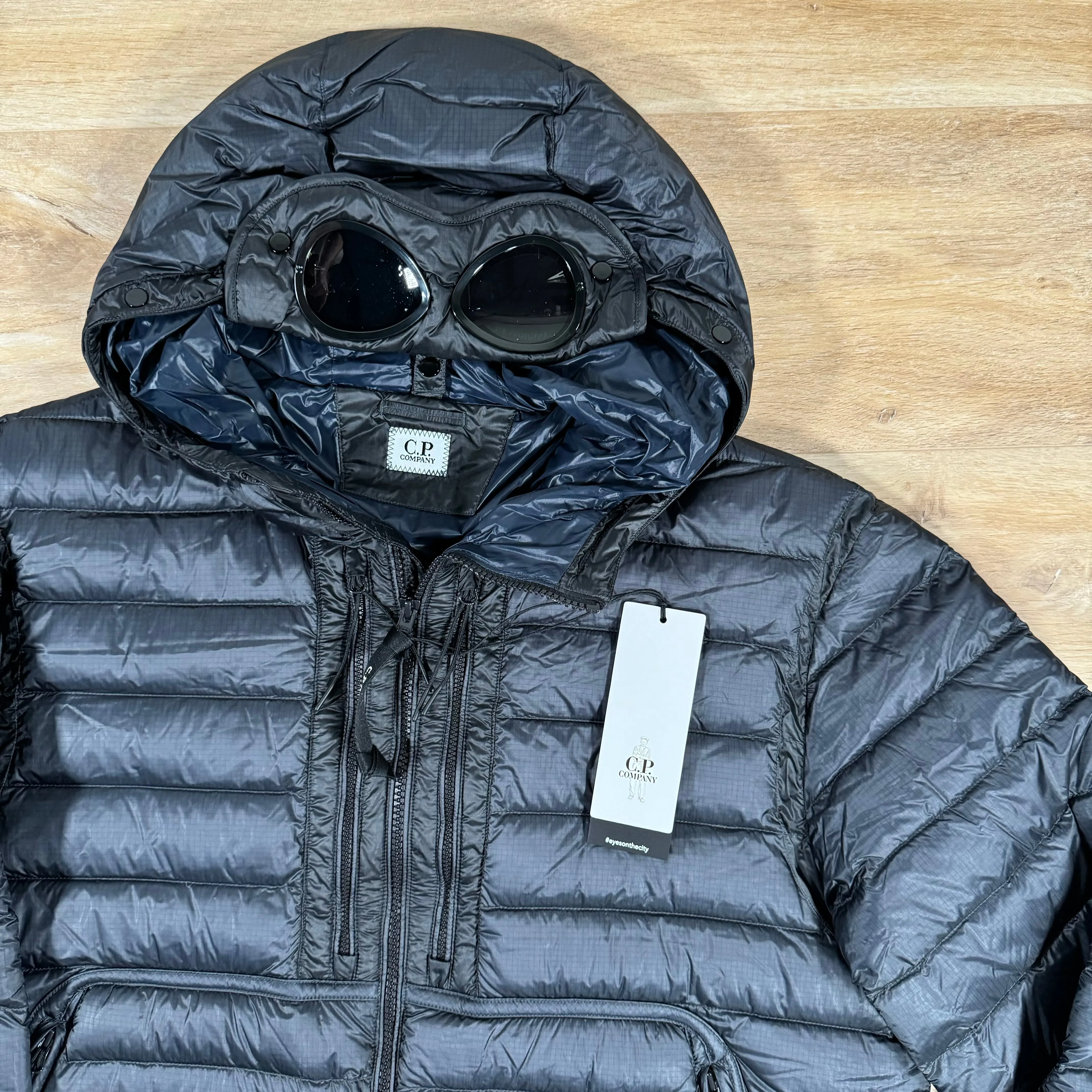 C.P. Company D.D. Shell Goggle Down Jacket in Navy
