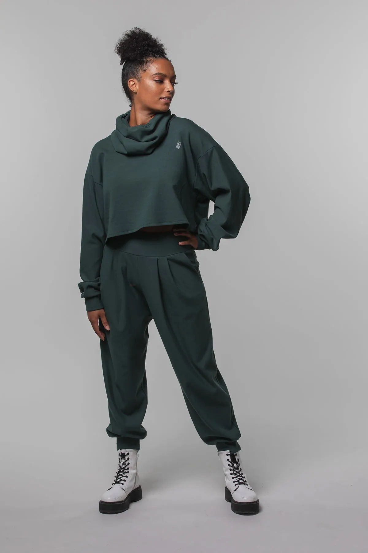 Cropped Gaiter Sweatshirt - Pine