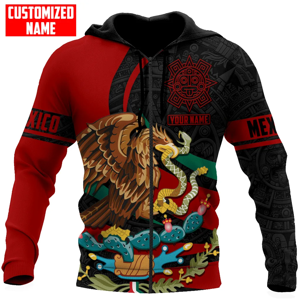 Custom Name Mexico Aztec Coat Of Arms 3D All Printed Sweatshirt Zip Hoodie Christmas Shirts