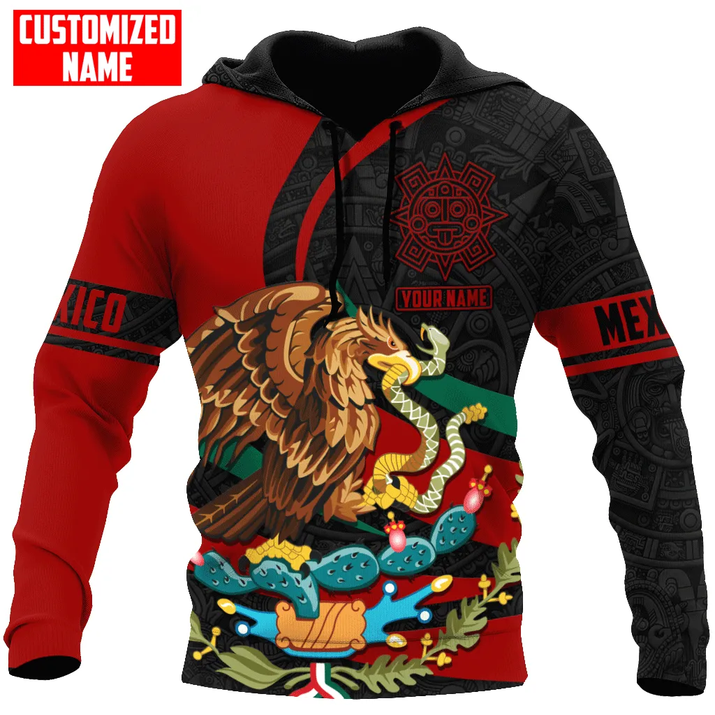 Custom Name Mexico Aztec Coat Of Arms 3D All Printed Sweatshirt Zip Hoodie Christmas Shirts