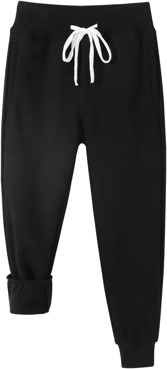 DILBYKE Boys Active Pants Fleece Jogger Sweatpants with Pockets, Thick Kids Bottom Trousers