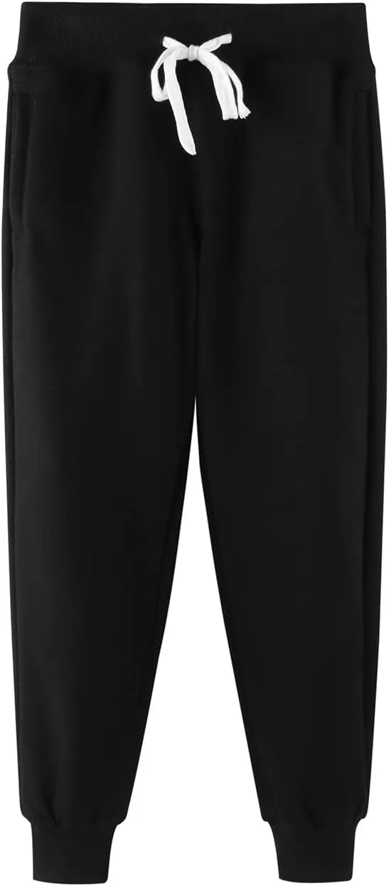 DILBYKE Boys Active Pants Fleece Jogger Sweatpants with Pockets, Thick Kids Bottom Trousers