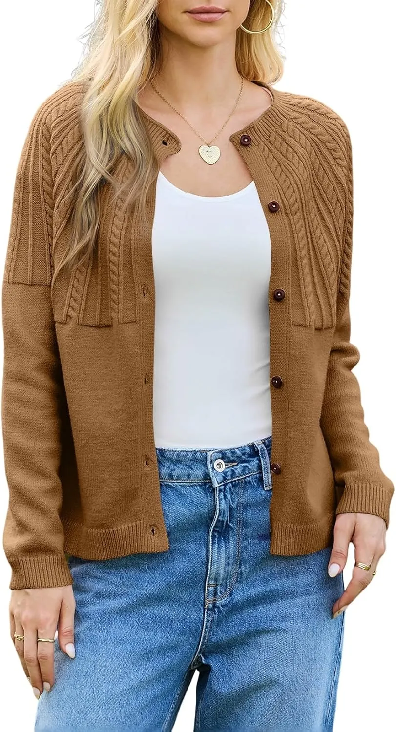 Dokotoo Cardigan Sweaters for Women 2024 Fall Outfits Long Sleeve Crochet Knit Sweaters