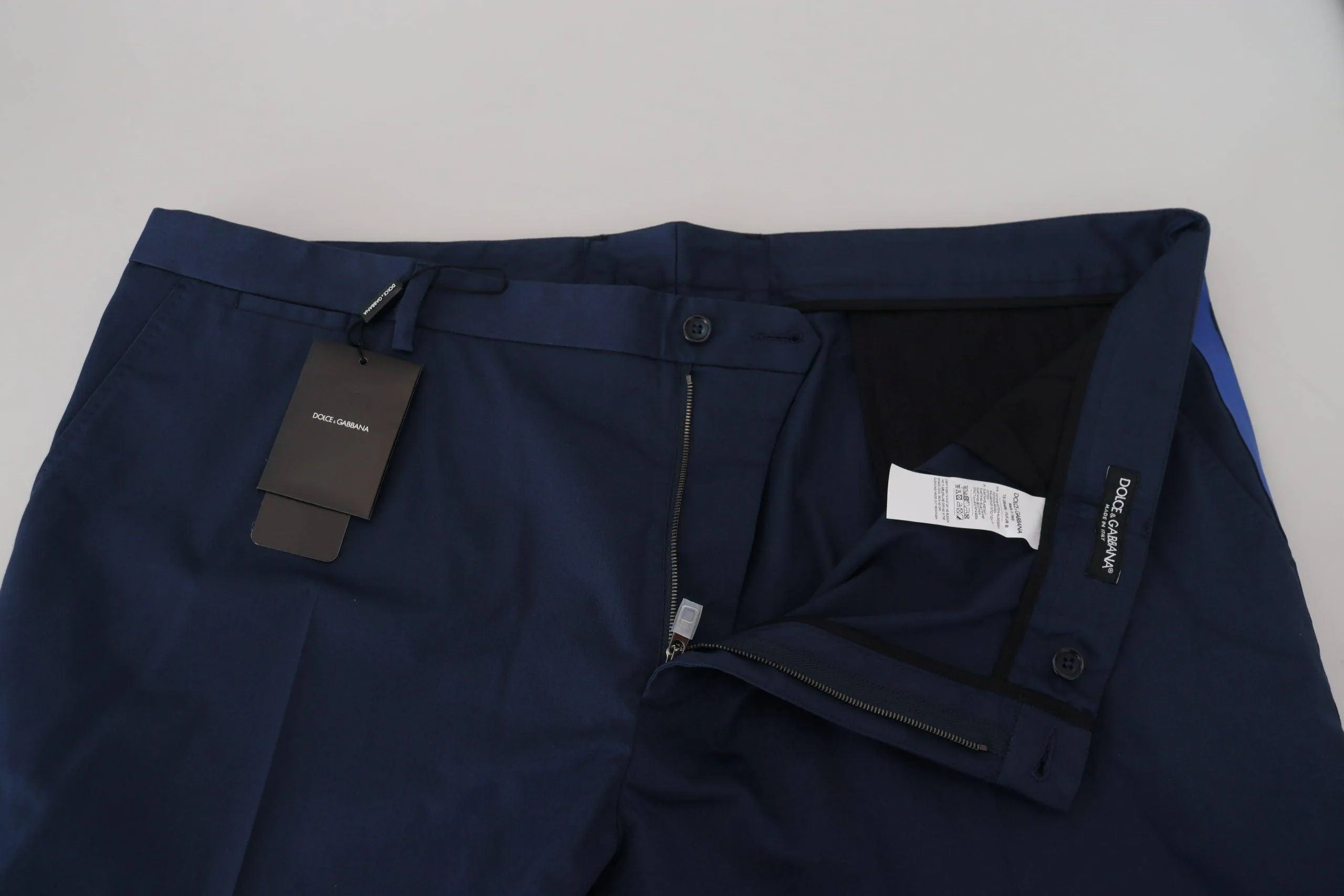 Dolce & Gabbana Blue Cotton Men Cropped Pants