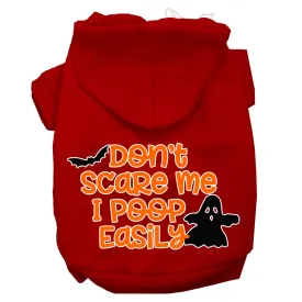 Don't Scare Me, Poops Easily Screen Print Dog Hoodie Red Xxl