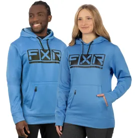 FXR  Podium Tech Pullover Hoodie Water Resistant Zipped Pouch Tranquil Blue Black