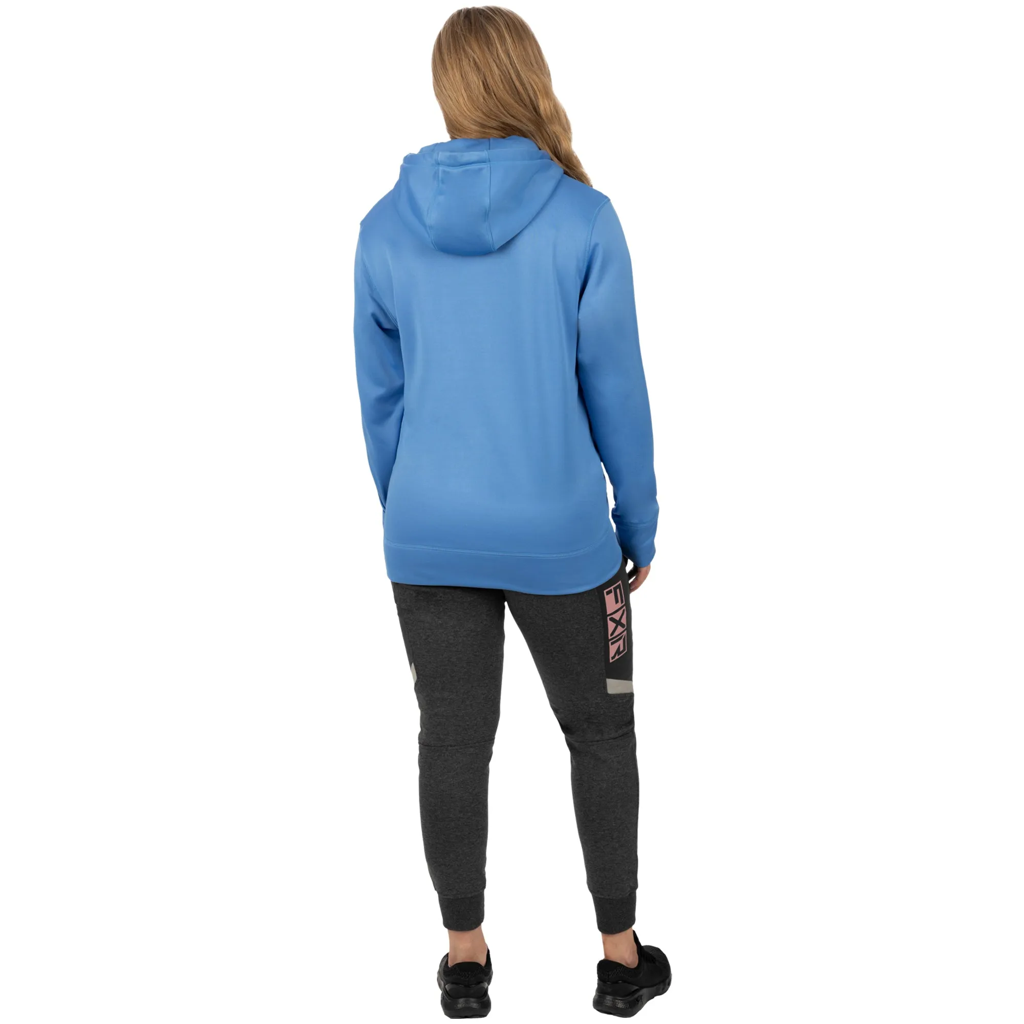 FXR  Podium Tech Pullover Hoodie Water Resistant Zipped Pouch Tranquil Blue Black