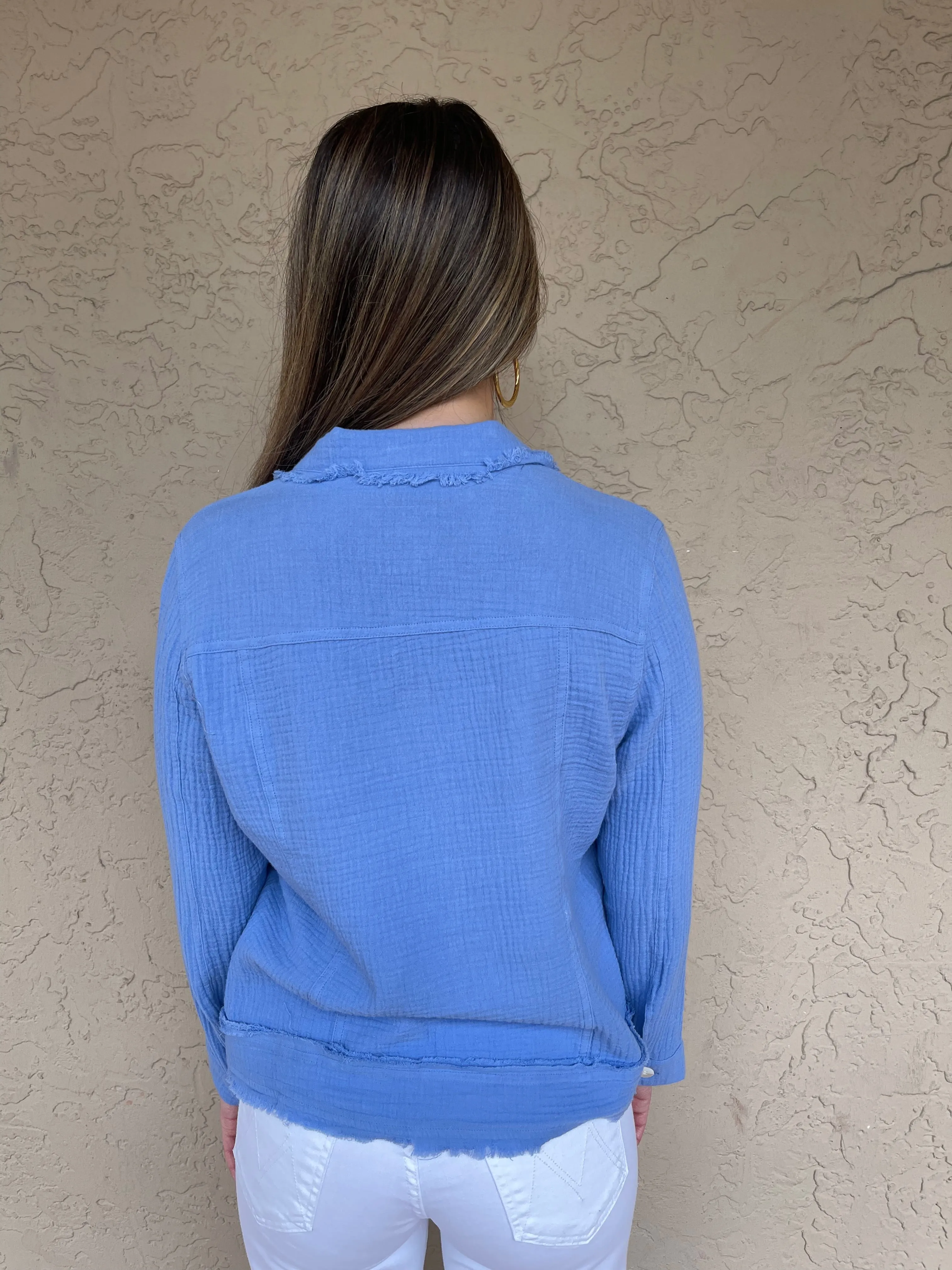 Gauze Button Down Jacket - Peri