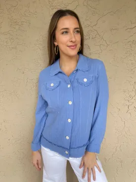 Gauze Button Down Jacket - Peri