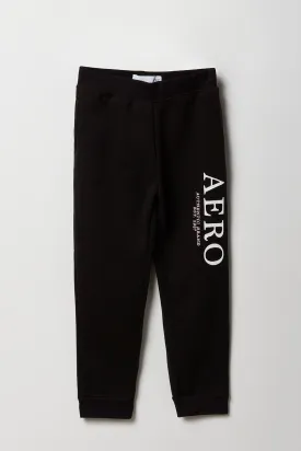 Girls Black Aero Embroidered Fleece Jogger