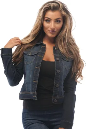 Hollywood Star Fashion Womens Basic Button Down Denim Jean Jacket