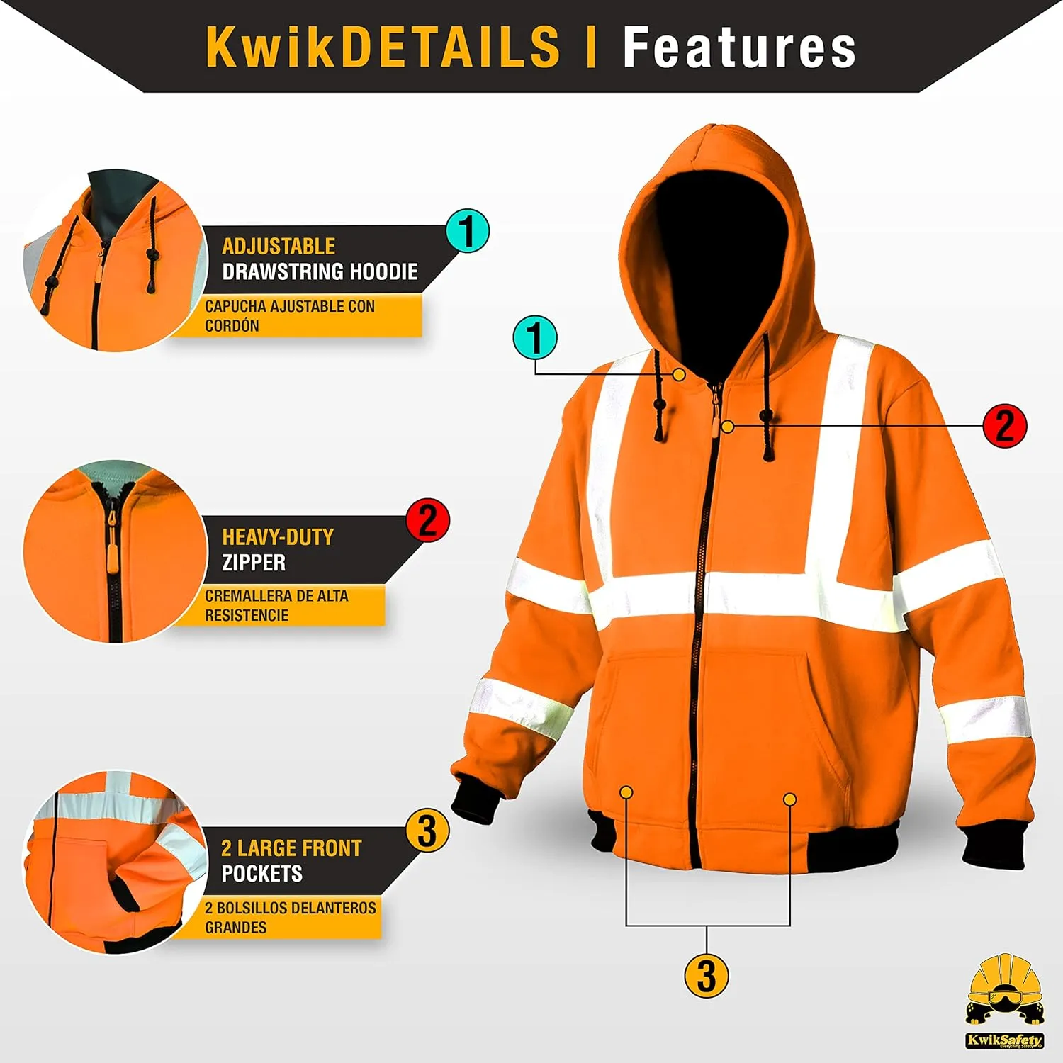 KwikSafety - Charlotte, NC - Men's Fleece Safety Hoodie | PPE Hi Vis Reflective Work Jackets