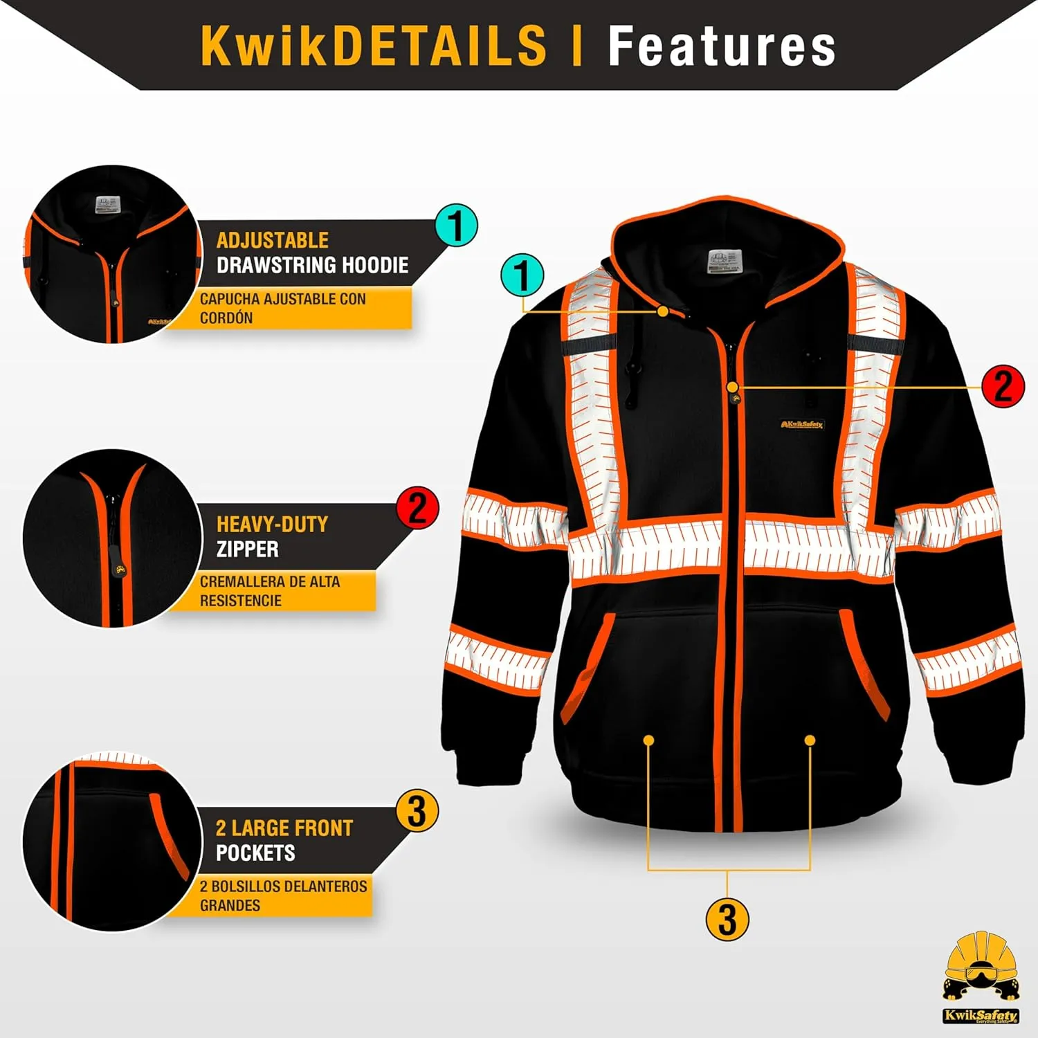 KwikSafety - Charlotte, NC - Men's Fleece Safety Hoodie | PPE Hi Vis Reflective Work Jackets