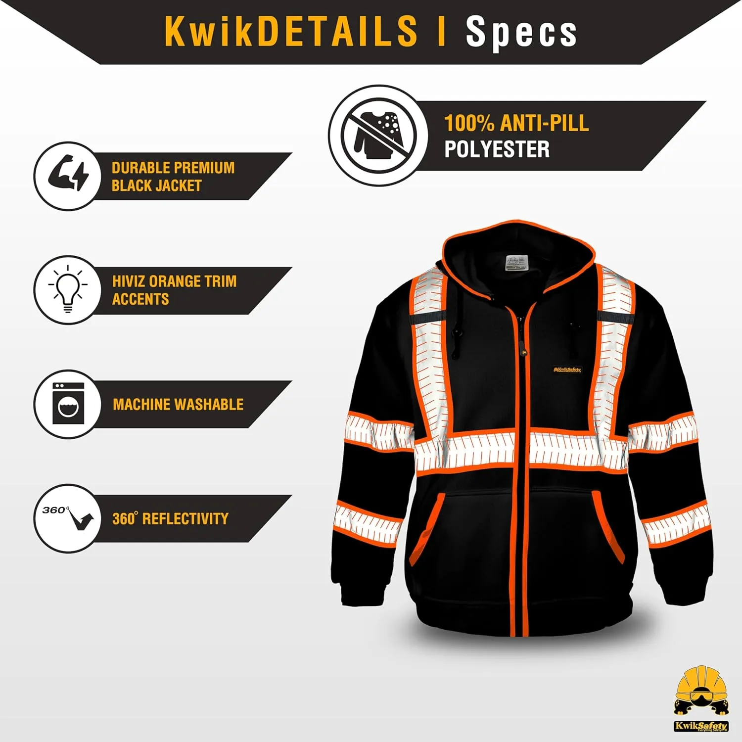KwikSafety - Charlotte, NC - Men's Fleece Safety Hoodie | PPE Hi Vis Reflective Work Jackets