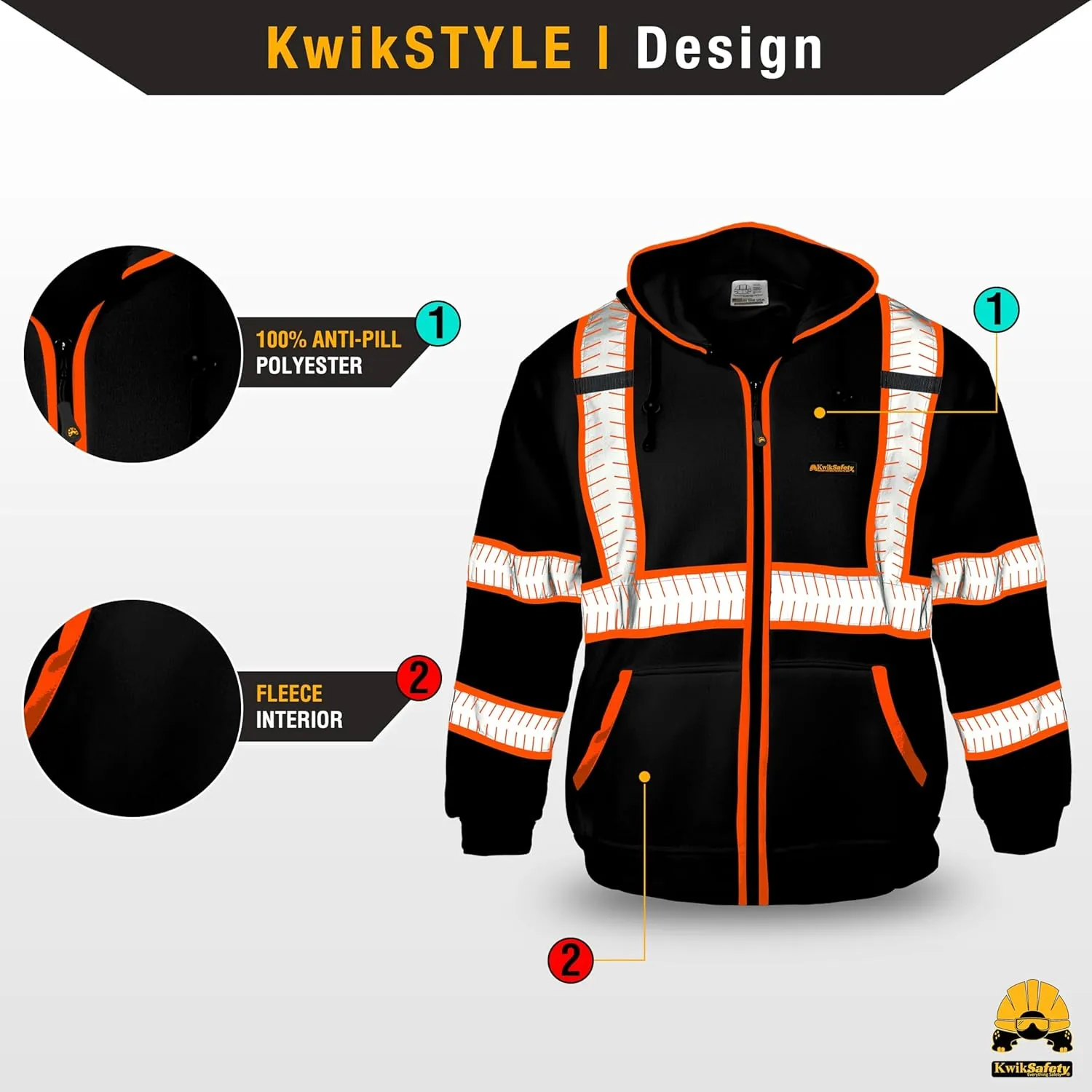 KwikSafety - Charlotte, NC - Men's Fleece Safety Hoodie | PPE Hi Vis Reflective Work Jackets