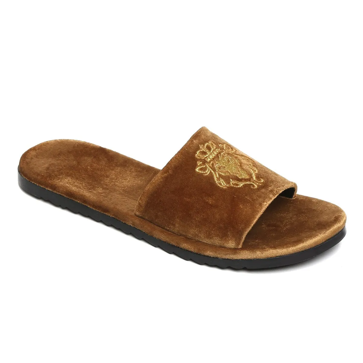 Lioness Tan Two Tone Full Velvet Women Slippers By Brune & Bareskin