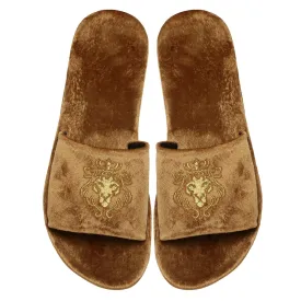 Lioness Tan Two Tone Full Velvet Women Slippers By Brune & Bareskin
