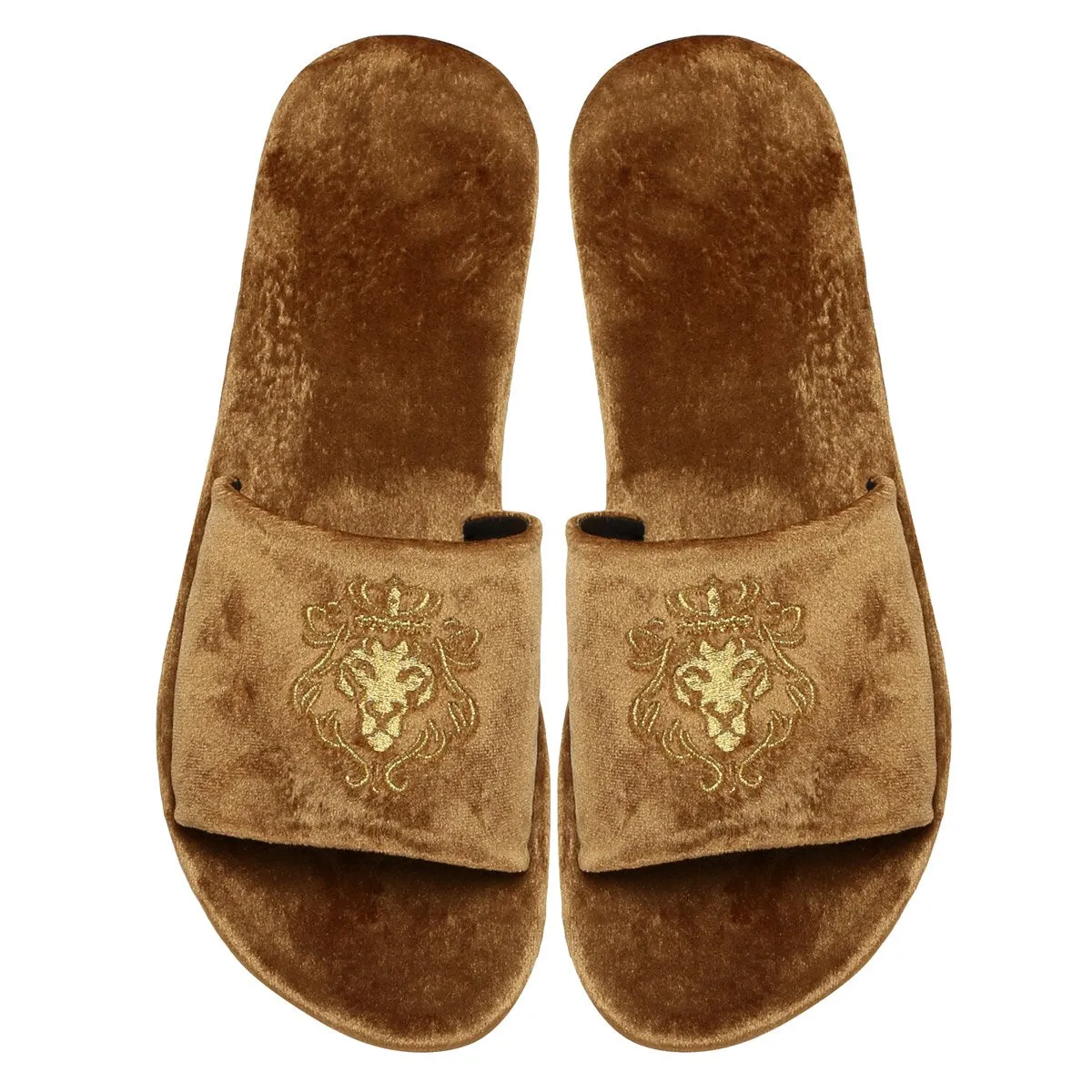 Lioness Tan Two Tone Full Velvet Women Slippers By Brune & Bareskin