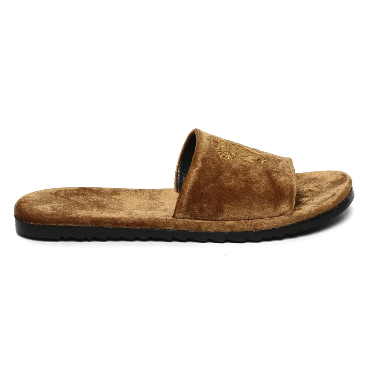 Lioness Tan Two Tone Full Velvet Women Slippers By Brune & Bareskin