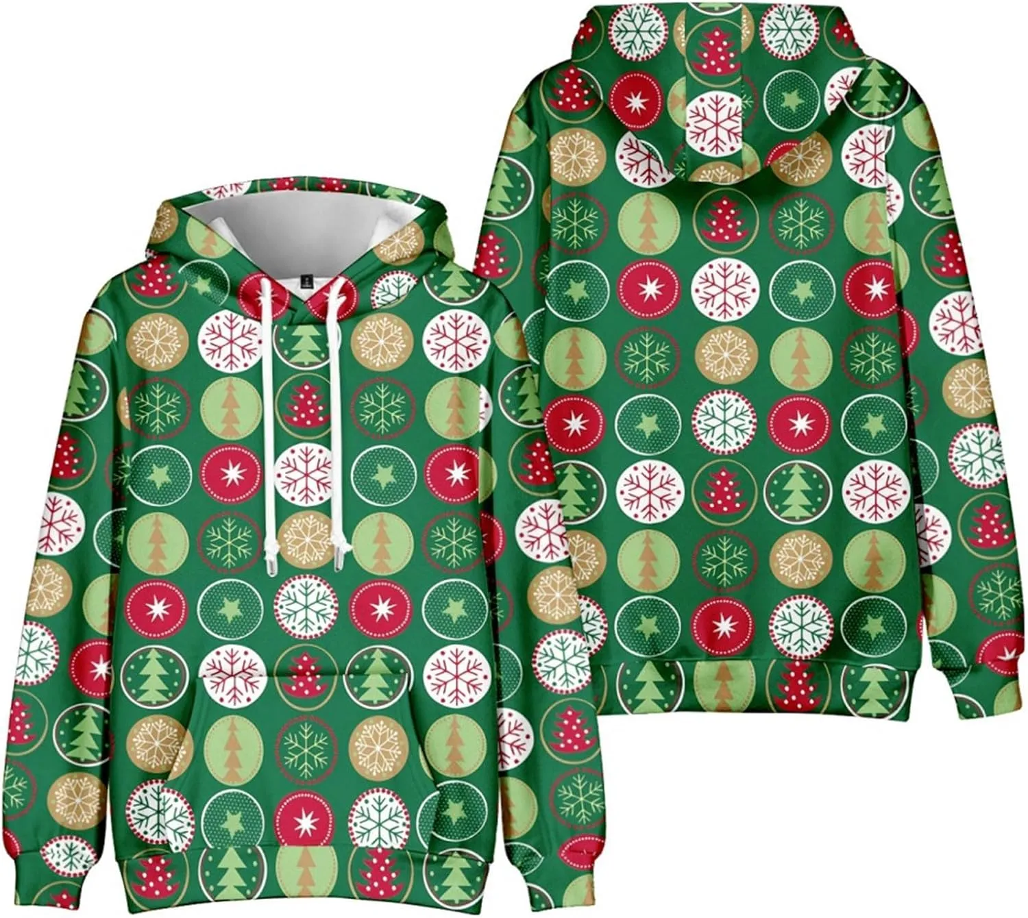 Men's Christmas Hoodies Funny Xmas Graphic Print Long Sleeve Drawstring Hooded Pullover Sweatshirts
