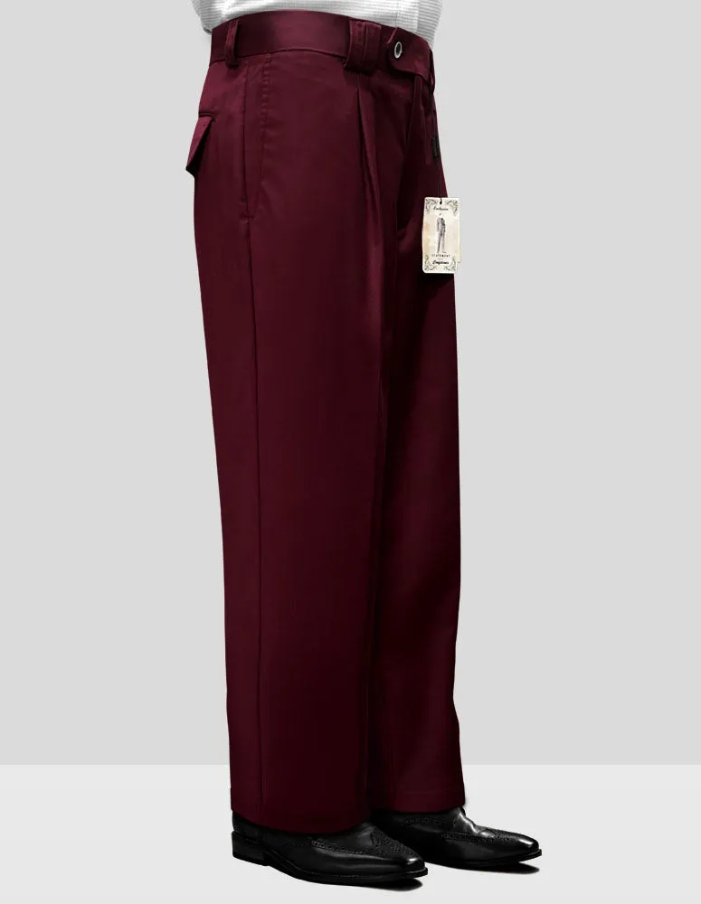 Men's Dress Pants Wide Leg 150's Italian Wool | Burgundy | WP-100