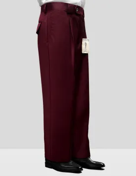 Men's Dress Pants Wide Leg 150's Italian Wool | Burgundy | WP-100