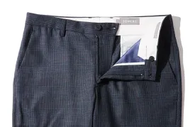 Merton - Dark Blue Plaid Worsted Wool Trousers