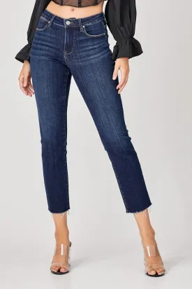 Mid Rise Straight Raw Edge Jeans