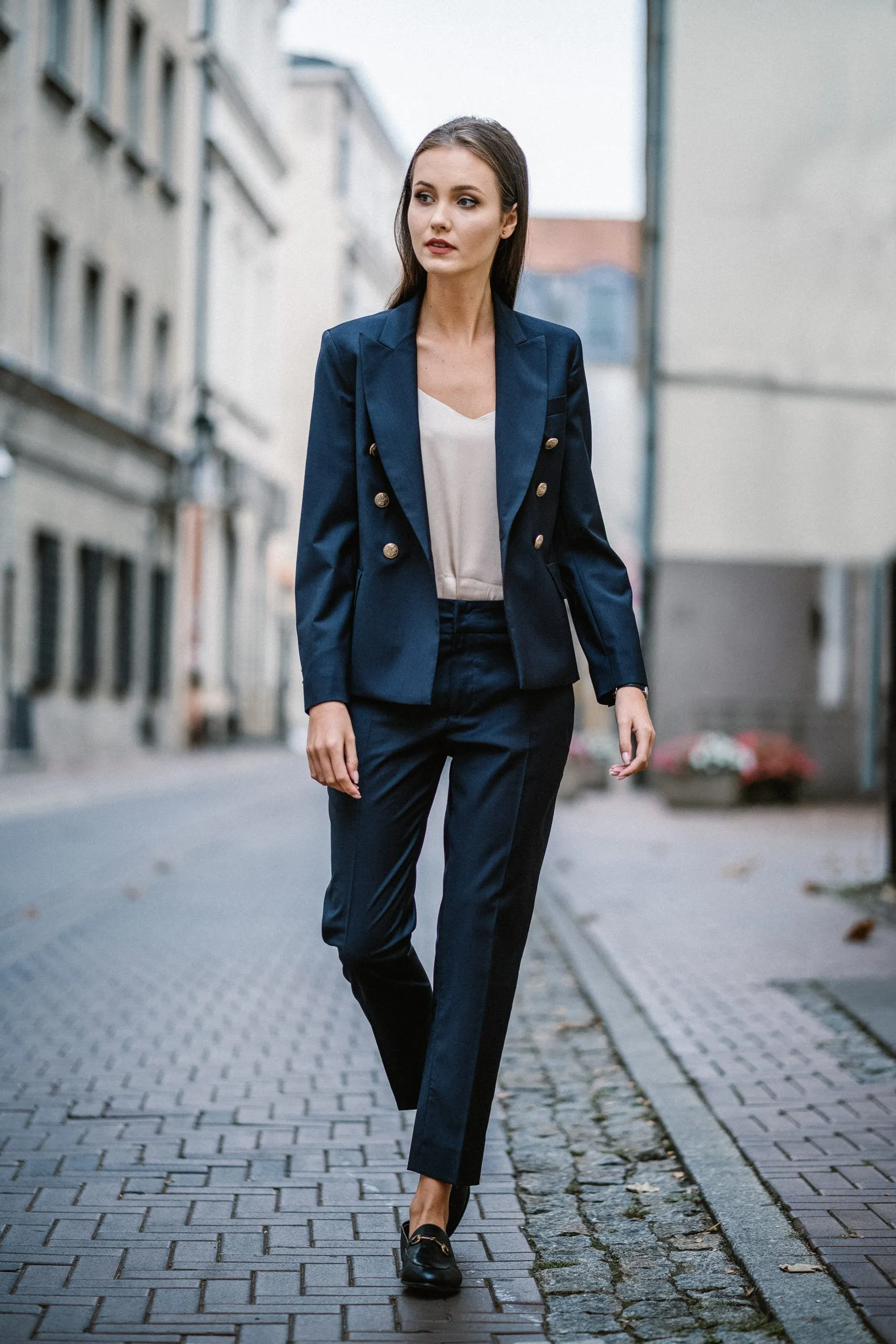 Navy Blue Cigarette Pants