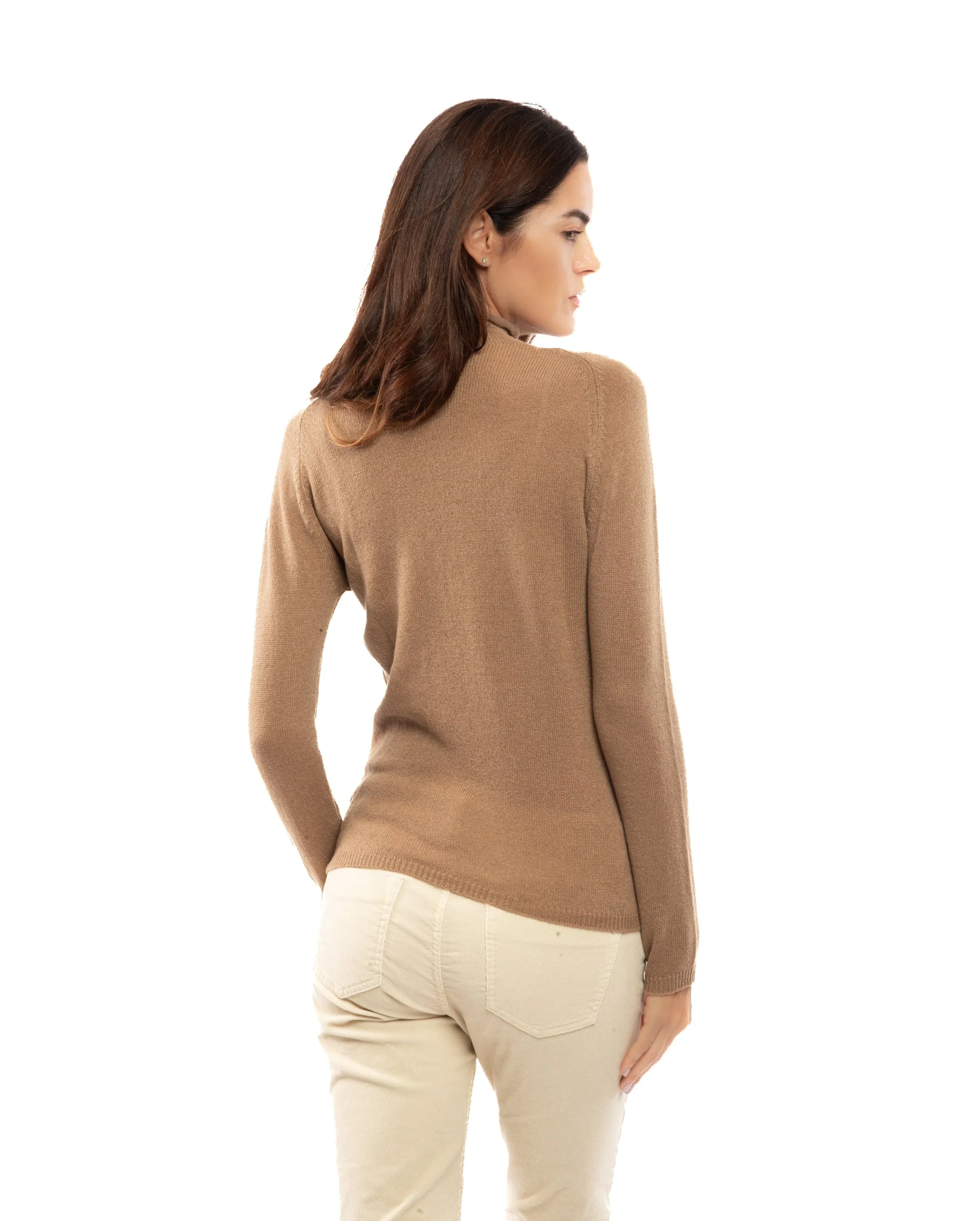 NEW FALL 24 - Women's Ultralight Cashmere Raglan Turtleneck Taupe
