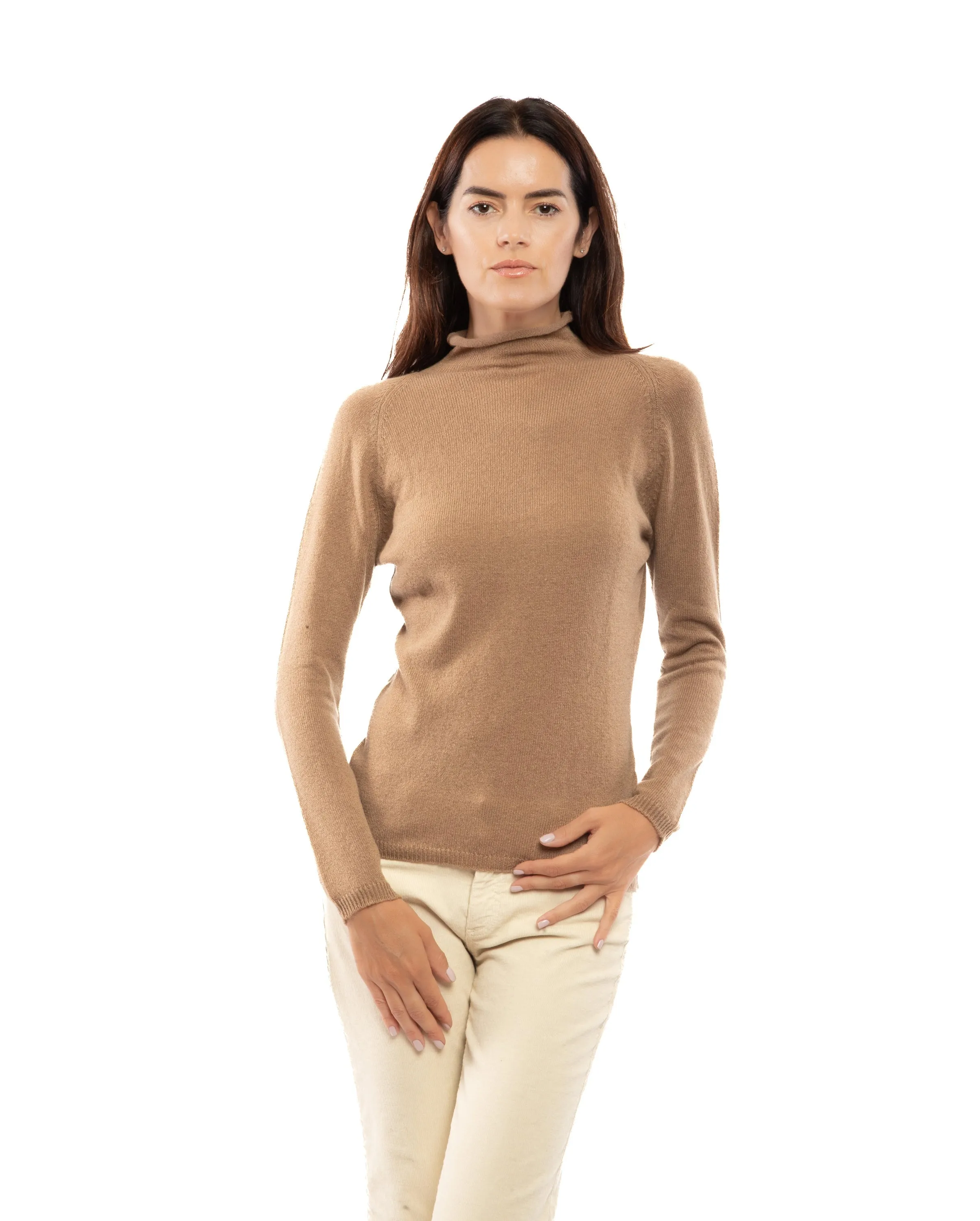 NEW FALL 24 - Women's Ultralight Cashmere Raglan Turtleneck Taupe