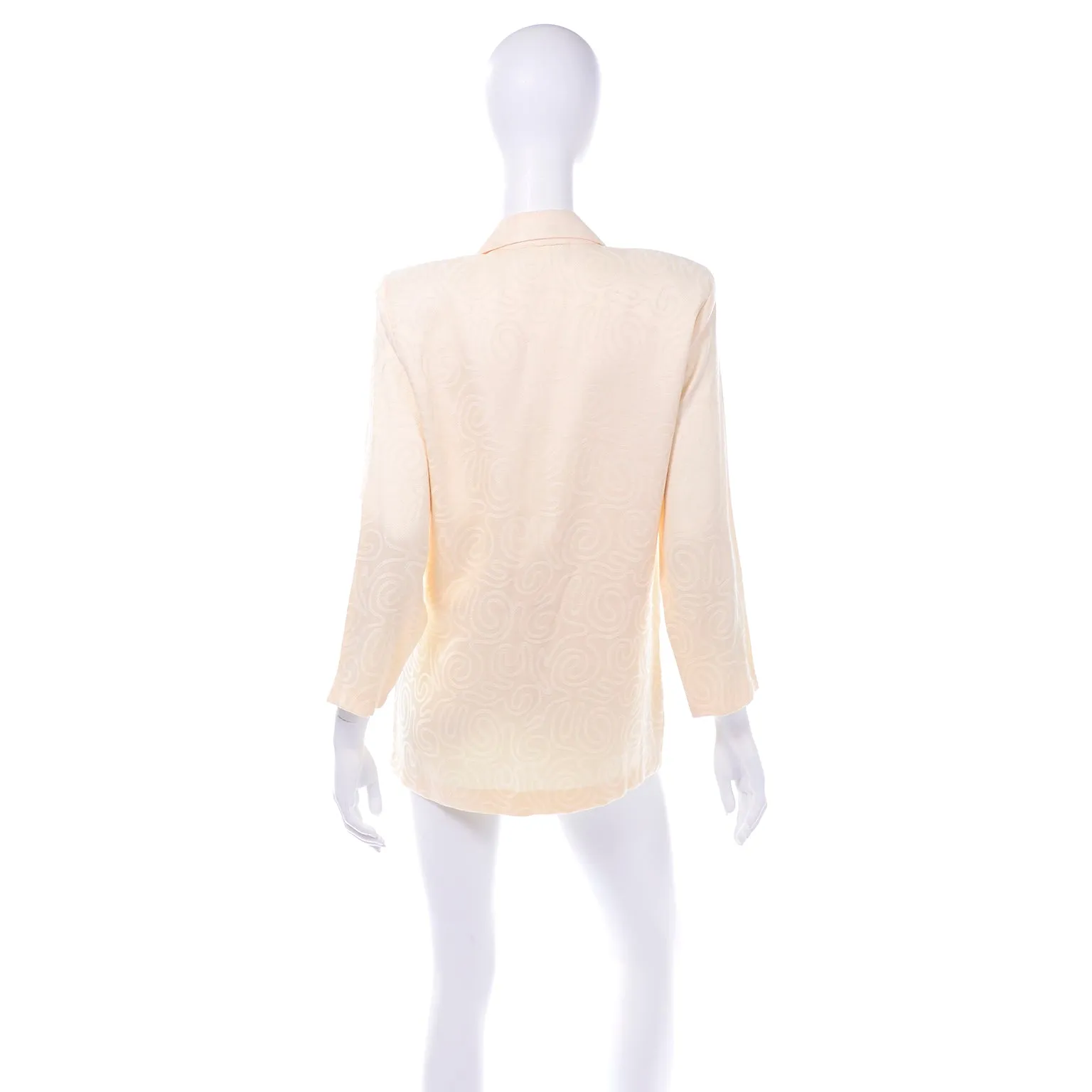 ON HOLD// 1990s J. Andrews Cream Silk Swirl Pattern Long Blazer