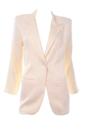 ON HOLD// 1990s J. Andrews Cream Silk Swirl Pattern Long Blazer