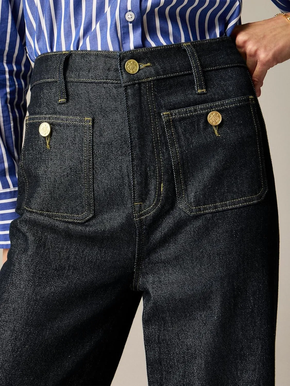 Oprah's Favorite Jeans Baggy Jeans High Waisted Wide Leg Straight Stretchy Denim Pants with Patch Pockets