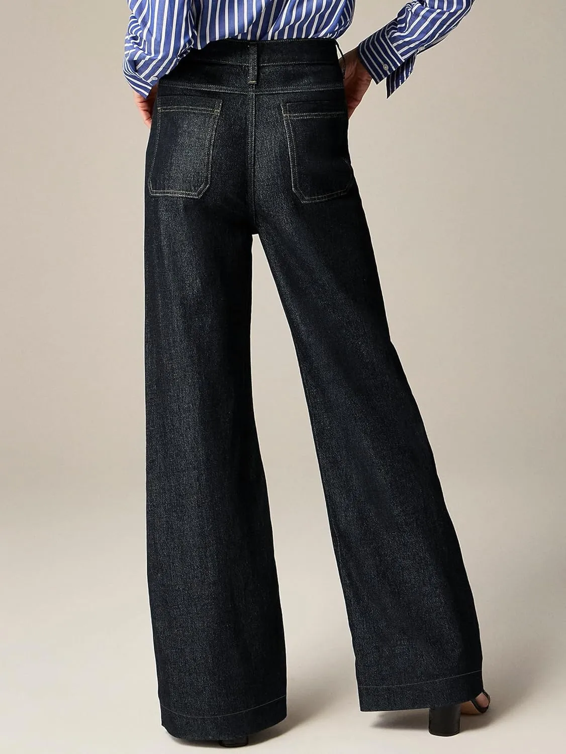 Oprah's Favorite Jeans Baggy Jeans High Waisted Wide Leg Straight Stretchy Denim Pants with Patch Pockets