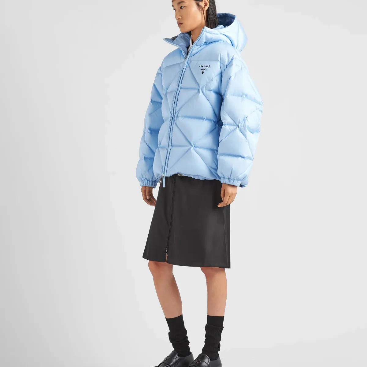 Oversized Re-Nylon Gabardine down jacket